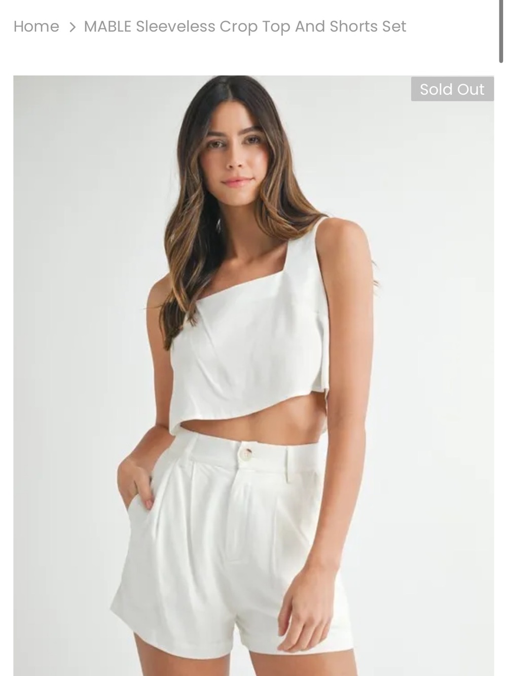 High-Waist White Tailored Line Shorts and crop top set